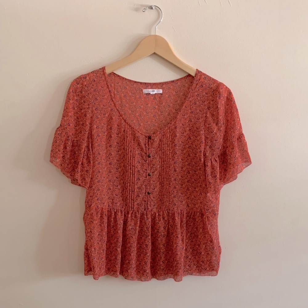 Madewell Eliot silk peplum floral blouse size S